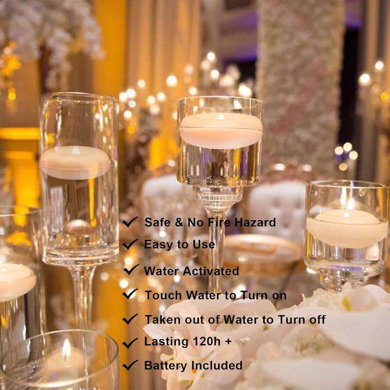 Aignis 24 Flameless LED Floating Candles, 3-Inch Plastic Battery Operated Tealights, Glow Time Over 120 Hours, Cozy Romantic White Light, Suitable for Pool/Bathtub/Hot Bath/Valentine's Day - Image 3